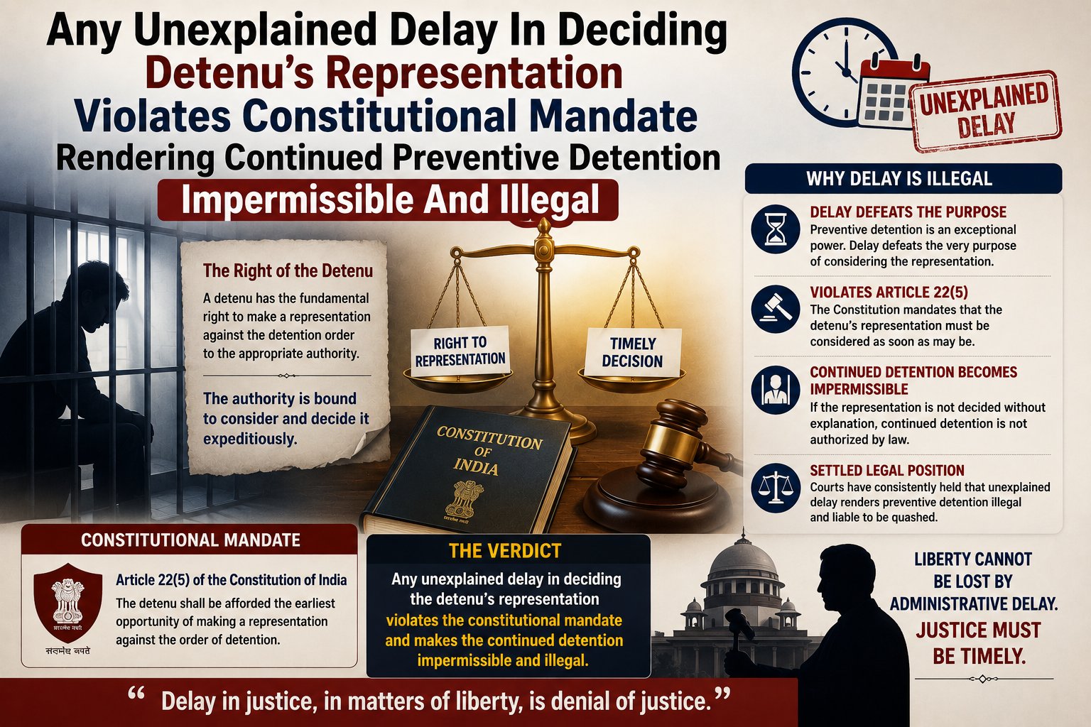 Any Unexplained Delay In Deciding Detenu’s Representation Violates Constitutional Mandate Rendering Continued Preventive Detention Impermissible And Illegal