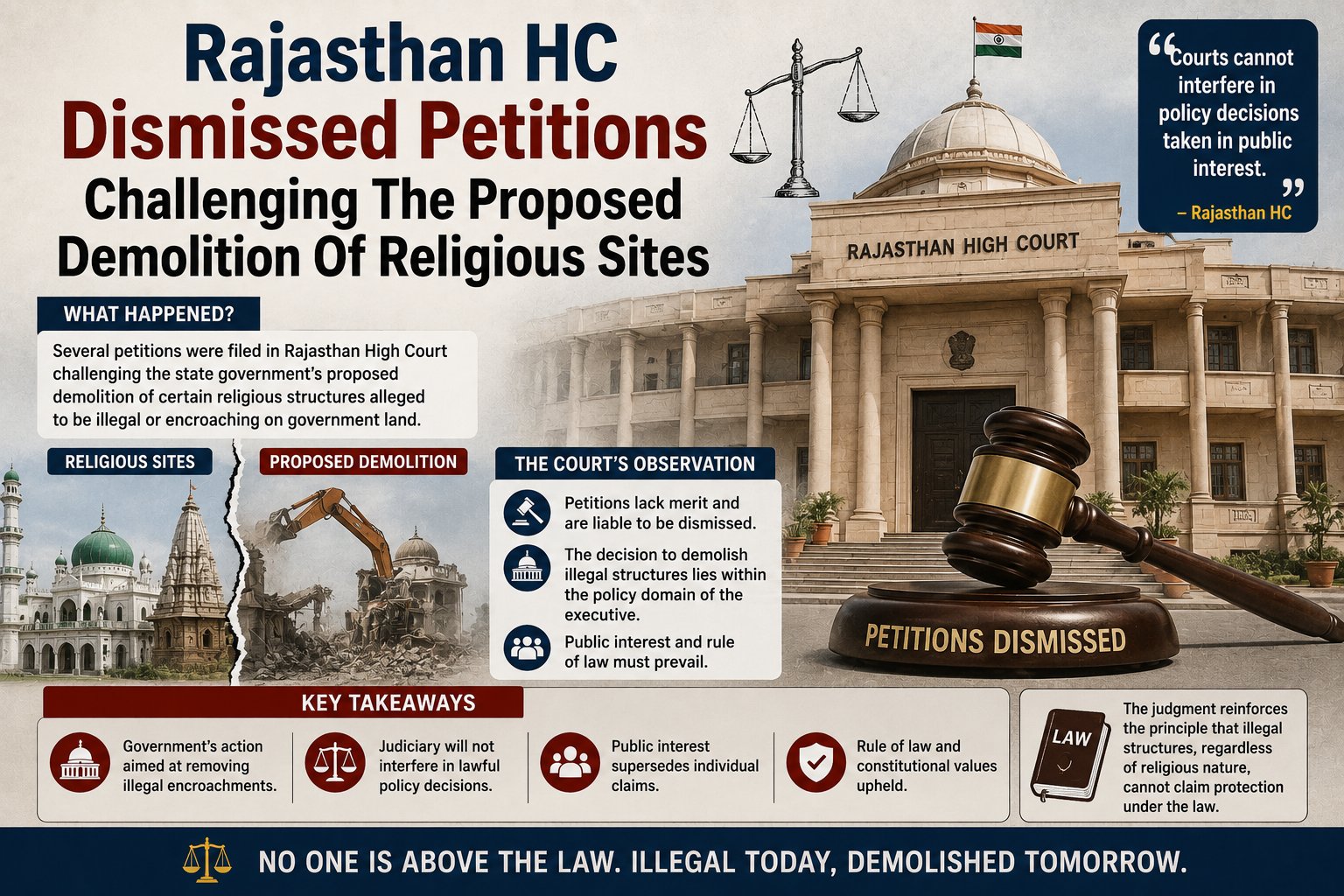 Rajasthan HC Dismissed Petitions Challenging The Proposed Demolition Of Religious Sites